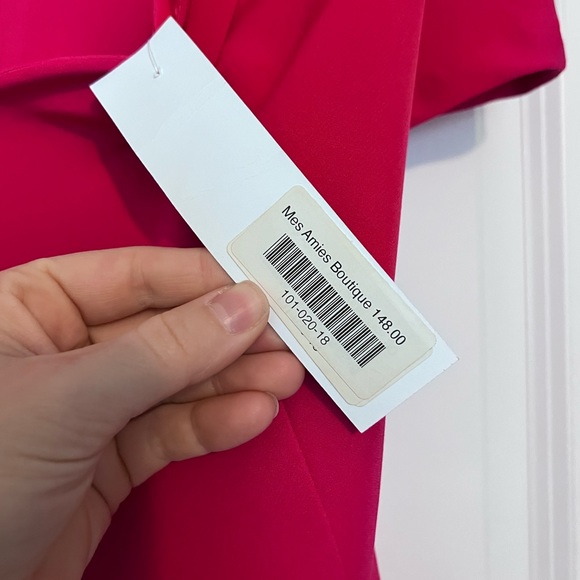 Pink Scallop Neckline Cocktail Dress - Picture 4 of 4